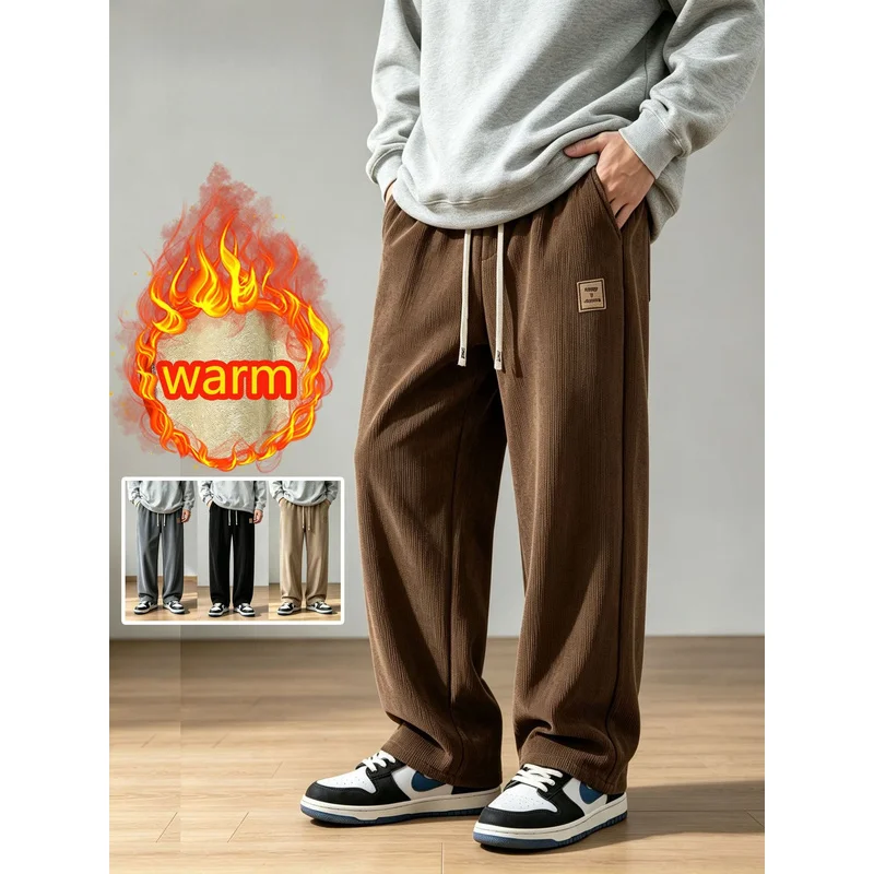 Casual Pants Winter 2026 Clothing Sweatpants Loose Men Corduroy Trousers Men's Winter Y2k Man Thickened For Warmth Baggy Jogger