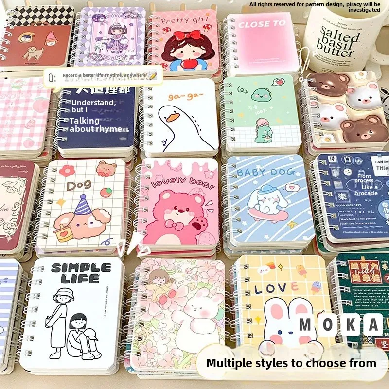 Mini Cute Cartoon A7 Notebook High Aesthetic Value Portable English Version With Prize Small Booklet Office School Supplies