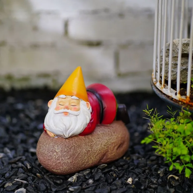 تمثال حديقة جنوم يعمل بالطاقة الشمسية ديكور خارجي من الراتنج زخرفة حديقة خرافية للفناء والحديقة متينة مقاومة للطقس