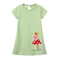 Jumping Meters 2-7T Hot Selling Princess Girls Dresses Fairy Embroidery Summer Short Sleeve Baby Clothes Birthday Frocks Costume