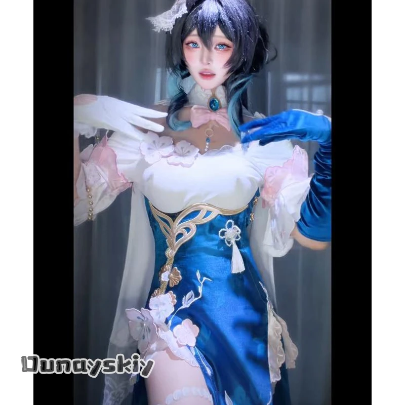 

aBACS*Honkai Star Rail Ruan Mei Snow Blossom Letter Cosplay Costume Anime Full Set Female Halloween Party Performance Wear Dress