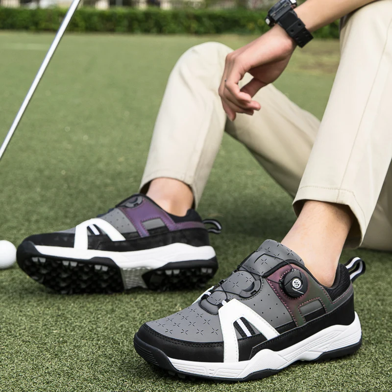 Men Leather Waterproof Golf Shoes Non-slip Spikeless Golf Sneakers Beginner Golf Training Sneakers Women Golf Athletic Shoes New