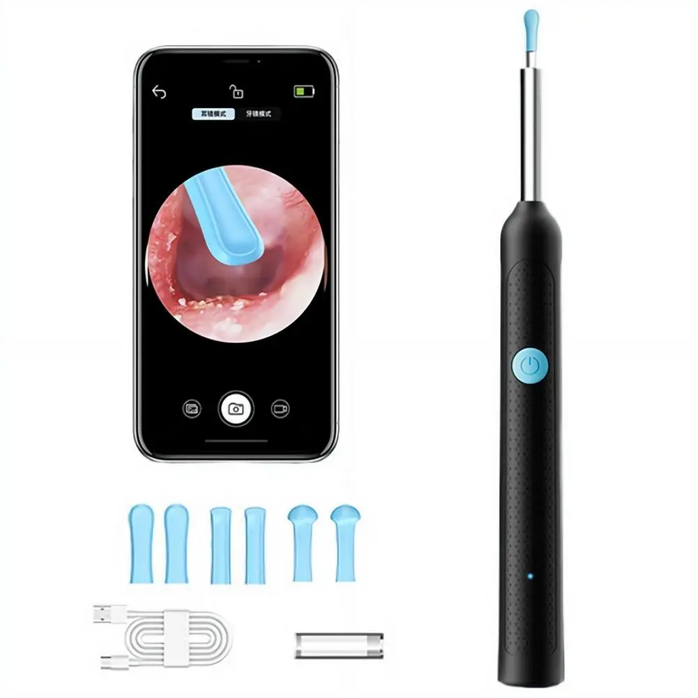 Wireless Ear Cleaner with HD Camera LED Light Soft Silicone Tip Safe Earwax Removal Options Complete Ear Care Kit