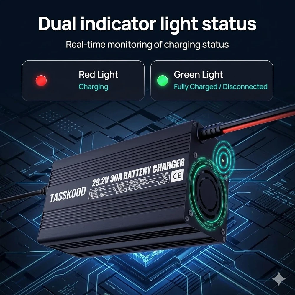 29.2V 30A LiFePO4 리튬 철 인산염 배터리 충전기 24V 8S LiFePO4 딥 사이클 충전식 배터리용으로 설계됨