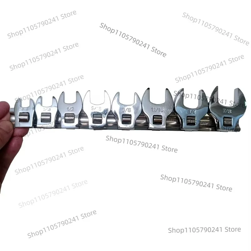 8 Pcs 3/8 Inch Drive Crow Foot Wrench Set 3/8 to 7/8 Inch SAE Chrome Plated Crowfoot Wrench