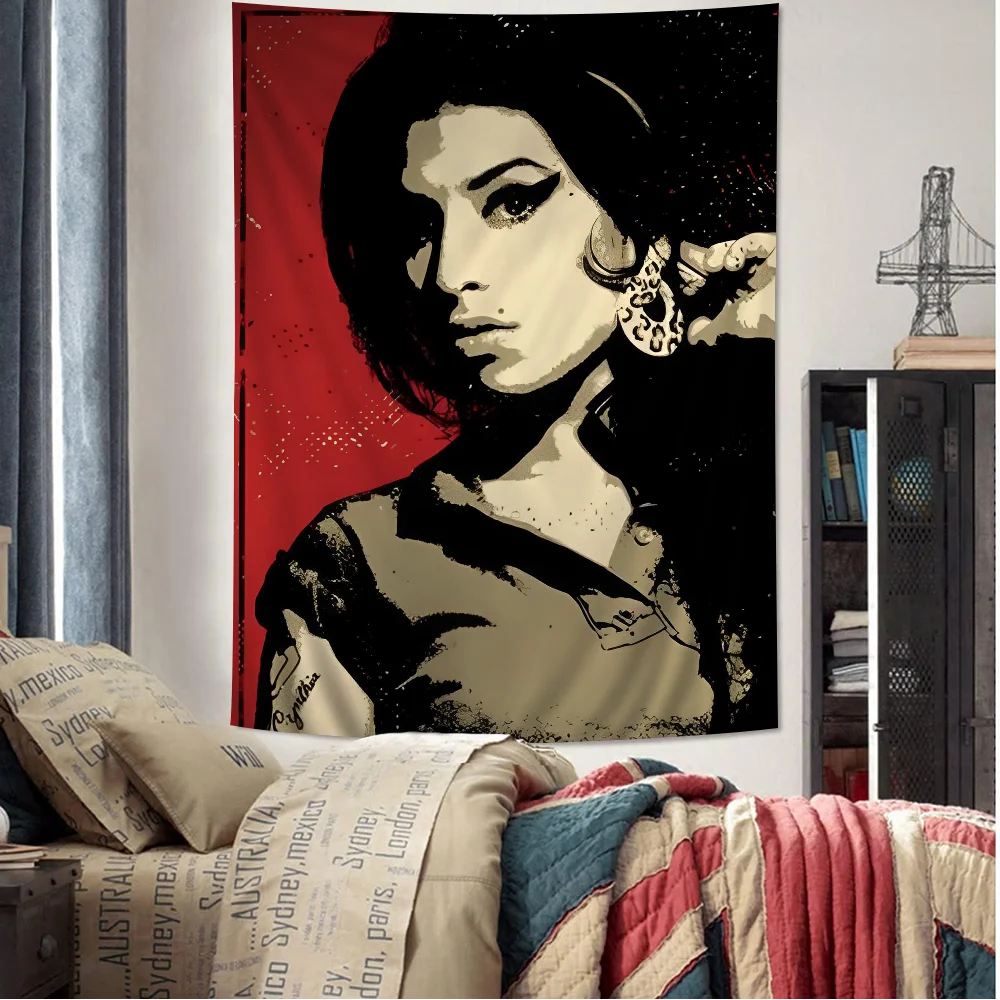 Famous Jazz Singer Amy Printed Large Wall Tapestry Hanging Tarot Hippie Wall Rugs Dorm Home Decor