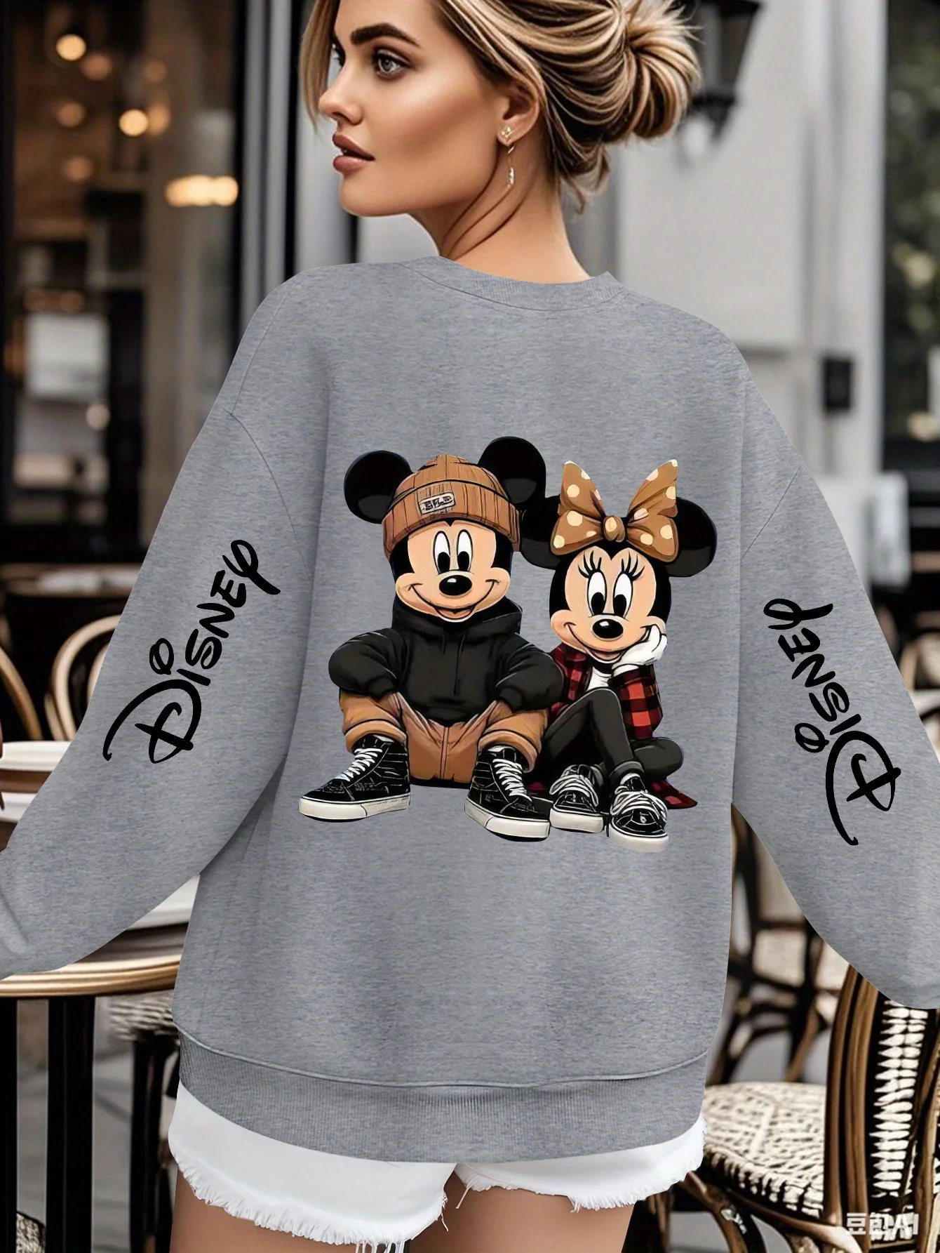 ديزني ميكي وميني ماوس البلوز هوديي الصوف النساء الرجال القطن فتاة الخريف بلوفر شتوي س الرقبة هودي كم طويل #2