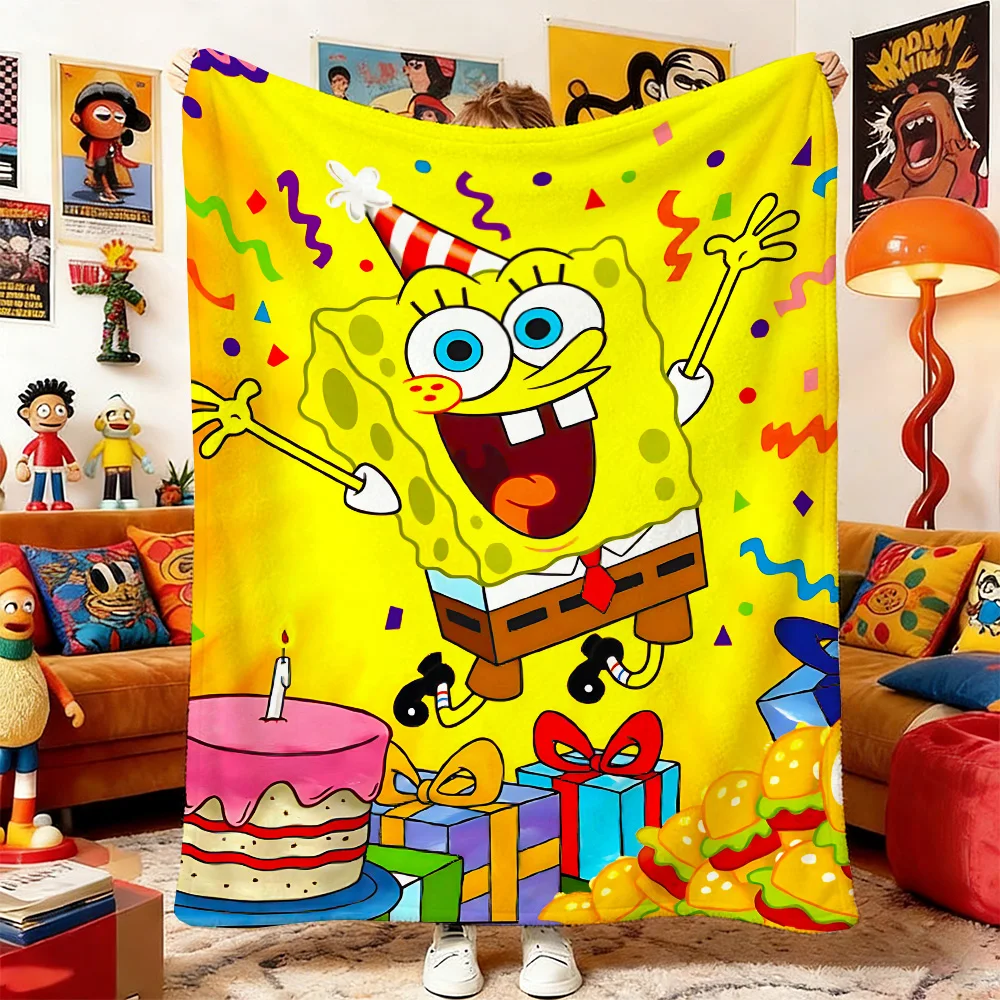 Mantas y Cobijas de Bob Esponja, Manta de Picnic, Cubrecama, Decoración del Hogar con Diseño de Anime, Cubrecamas para Sofá y Siesta Doble para Bebés