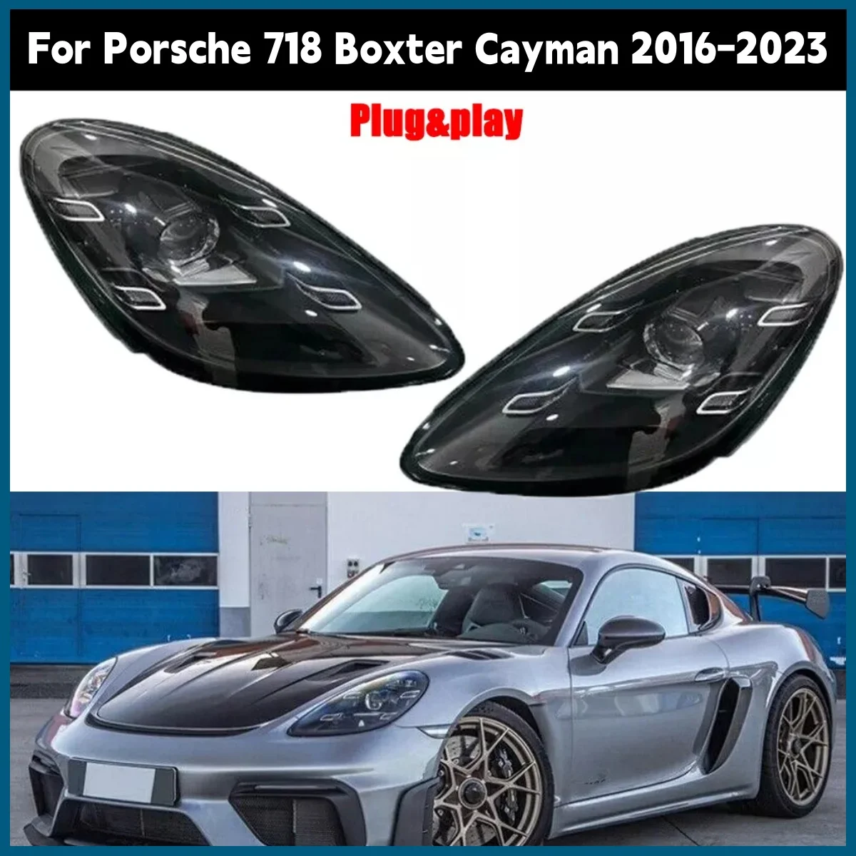 Par de faros LED Matrix DRL, actualización para Porsche 718 Boxter Cayman 2016-2023, conjunto de faros de coche, luces de circulación diurna