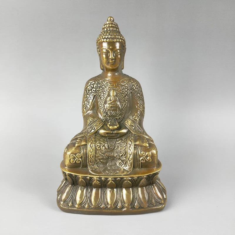 

Elaborate Chinese Tibetan Buddhism Collection Home Decoration Copper Sacred Shakyamuni Sakyamuni Amitabha Buddha Statue