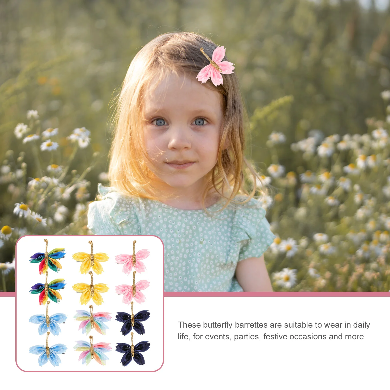 

12pcs Butterfly Hair Clips Fairy Hair Accessories Small Barrettes For Wedding Women Sweet Style