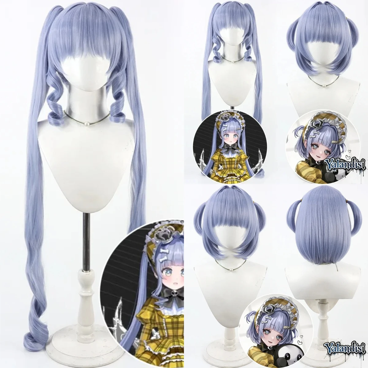 Yalandisi& Virtual YouTube Vtuber YanoKuromu Cos Cosplay Wigs Halloween Carnival Party Props Synthetic Hair Heat Resistant Fiber