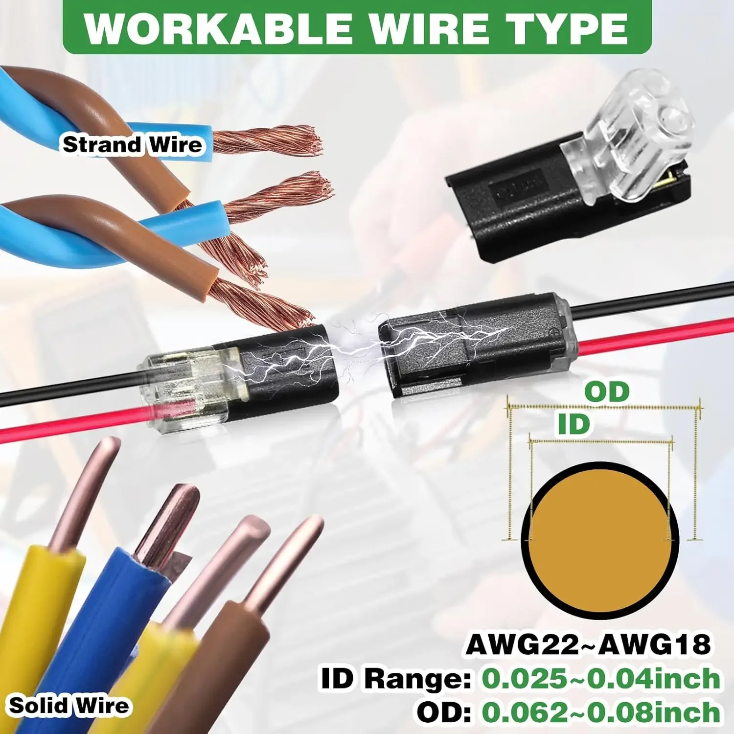 50/1pcs Double-Wire Plug-in Connector with Locking Buckle Pluggable LED Wire Connector 2 Pin 2 Way Universal Compact Wire