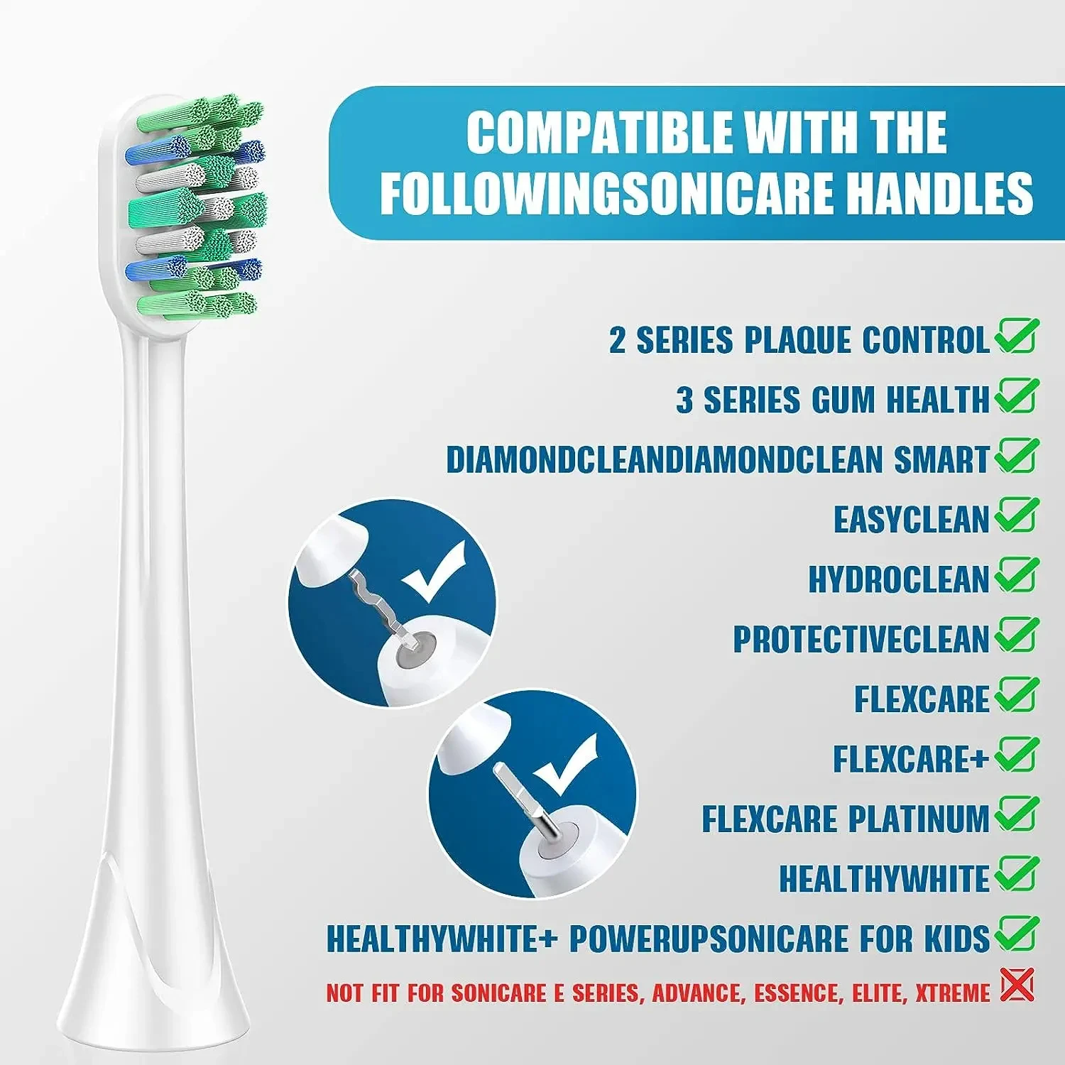 Cabeça de substituição escova elétrica, Phillips, Sonicare, HX3, 6, 9, Cabeças de escova de dente, Adequado para Placa Dentária, 4 Pcs, 8 Pcs, 12 Pcs, 16 Pcs, 20 Pcs