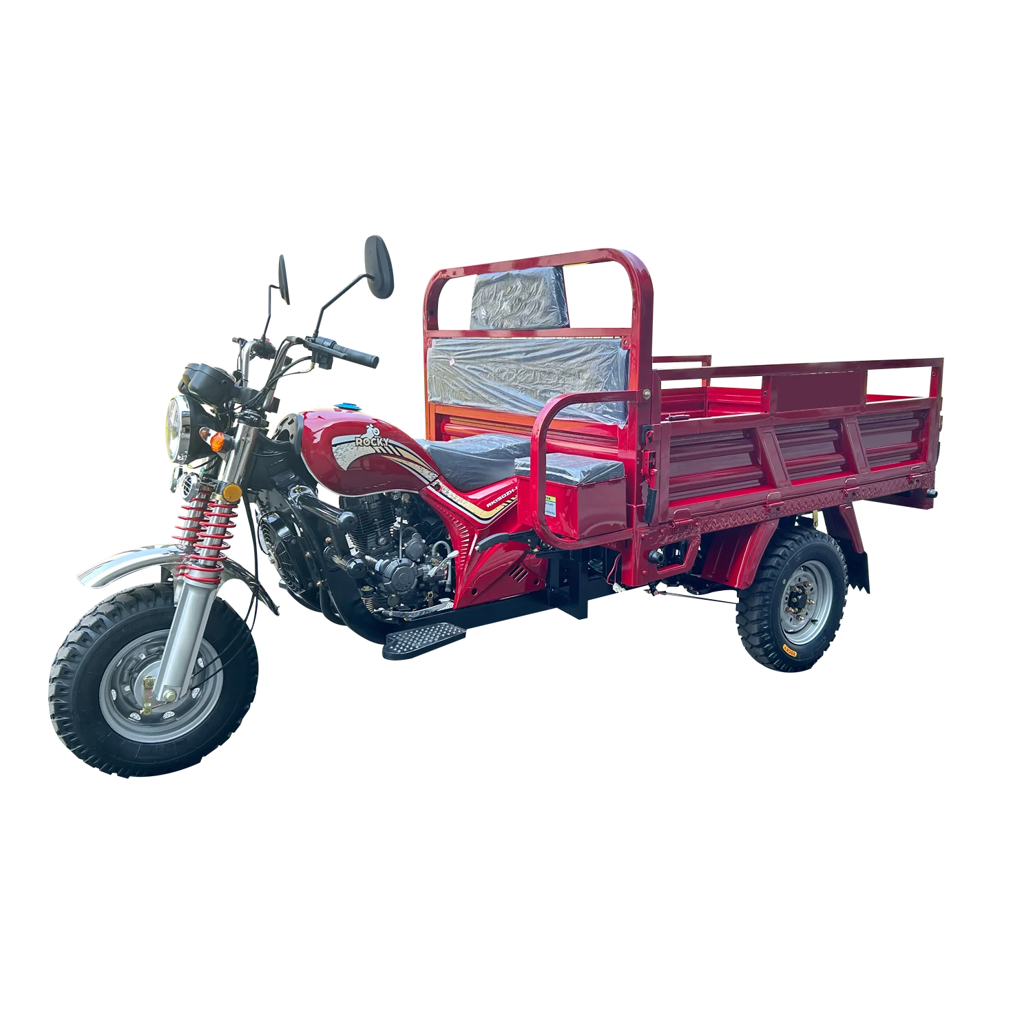 2026 Hydraulic Dumper Agricultural Open Cargo Motorcycle with Sidecar Gas oline Motorized Tricycle