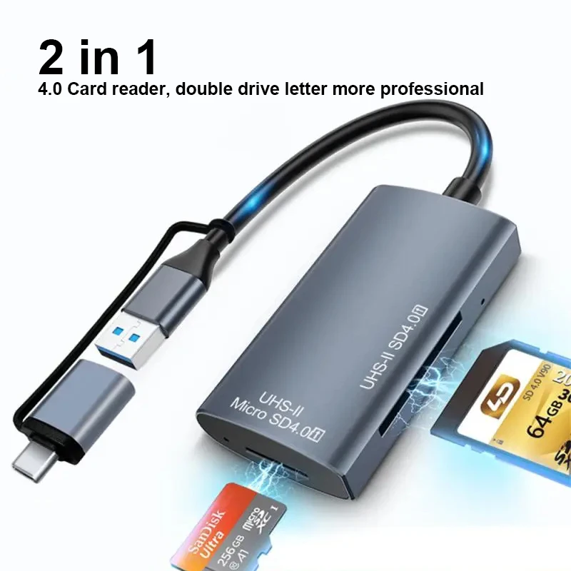 CoolFish 2 In 1 Card Reader USB3.0 To SD TF Thunderbolt 3 For PC Laptop Accessories Smart New Memory Cardreader SD Card Adapter