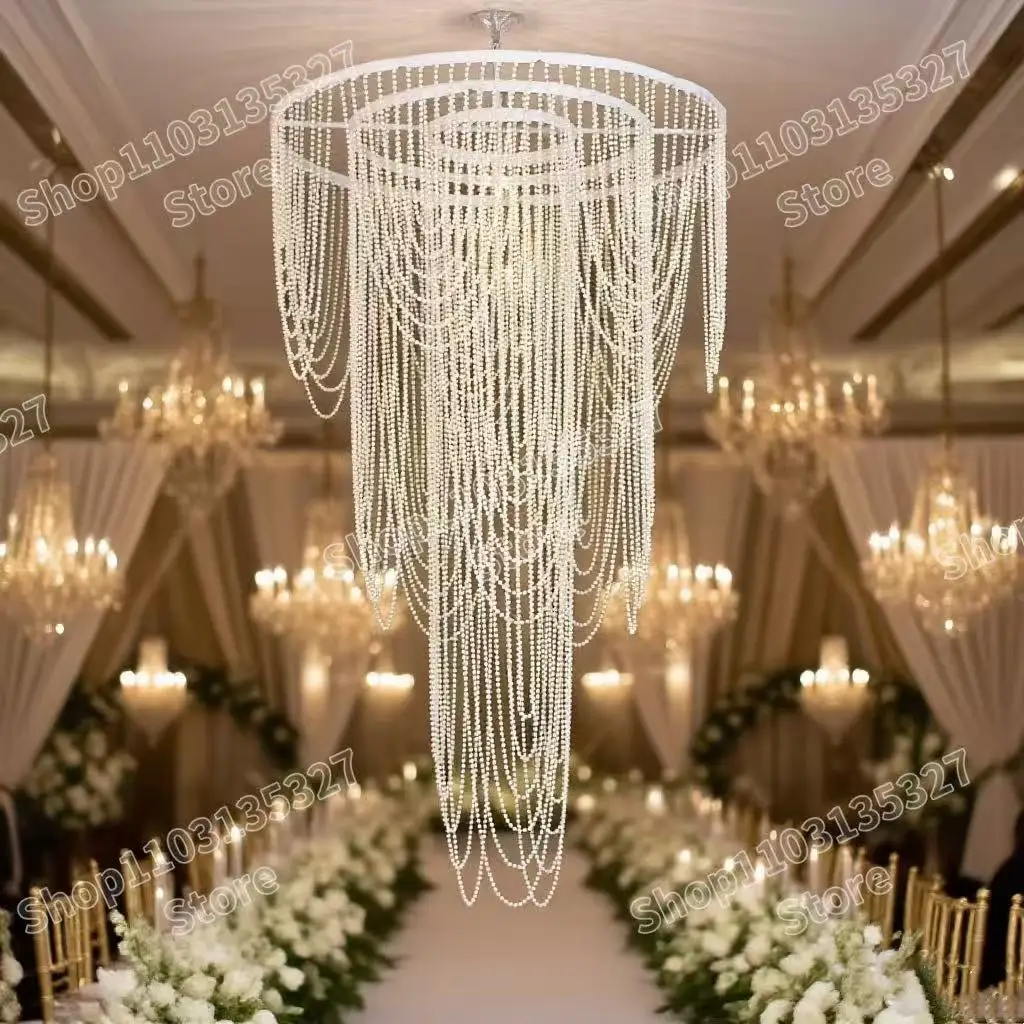 

2pcs Wedding Props New Arrival Pearl Blossoming Hanging Piece Pendant Korean Wedding Hall Hotel Ceiling Stage Decoration Curtain