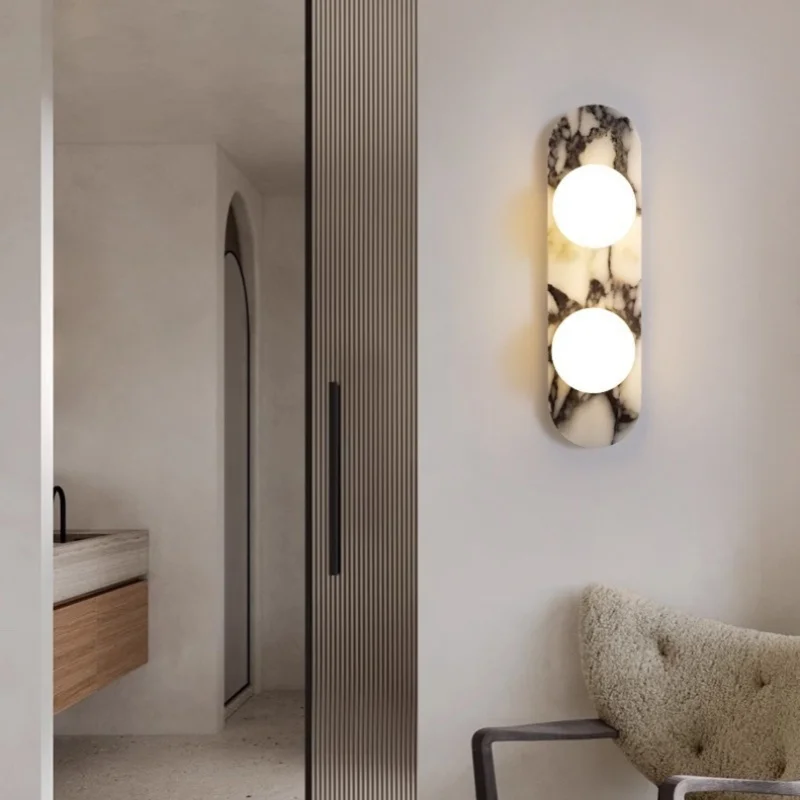 Mid Century Modern LED Wall Lamp For Bedroom Corridor Stair Lighting Circular Marble Living Room Lights Decoration Wandlamp view 5