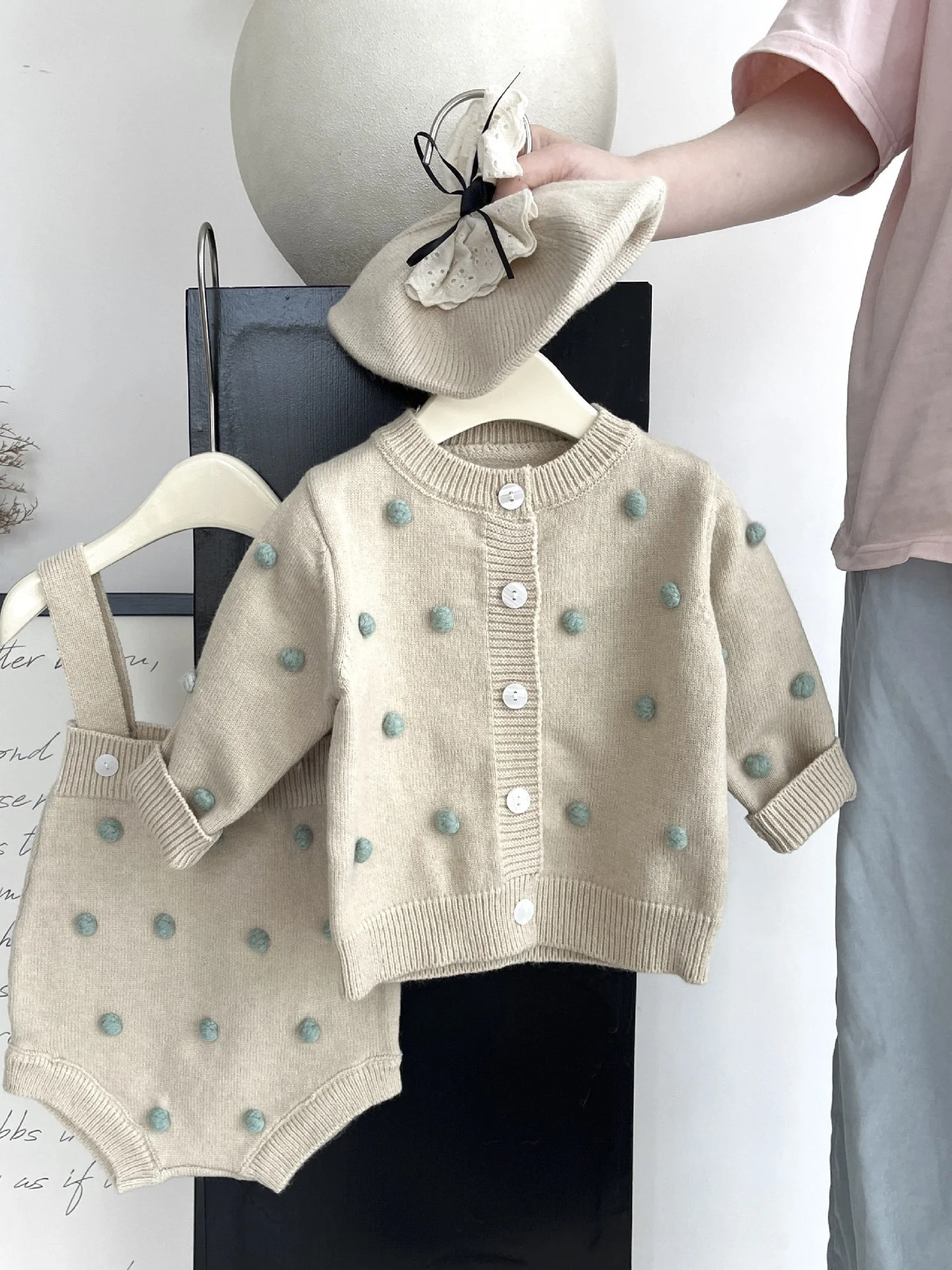 

Princ Sle Knitted Cardigan And Overalls Set for Baby Girls Autumn Season Warmth Faion Commute Sle Long Sve round ...