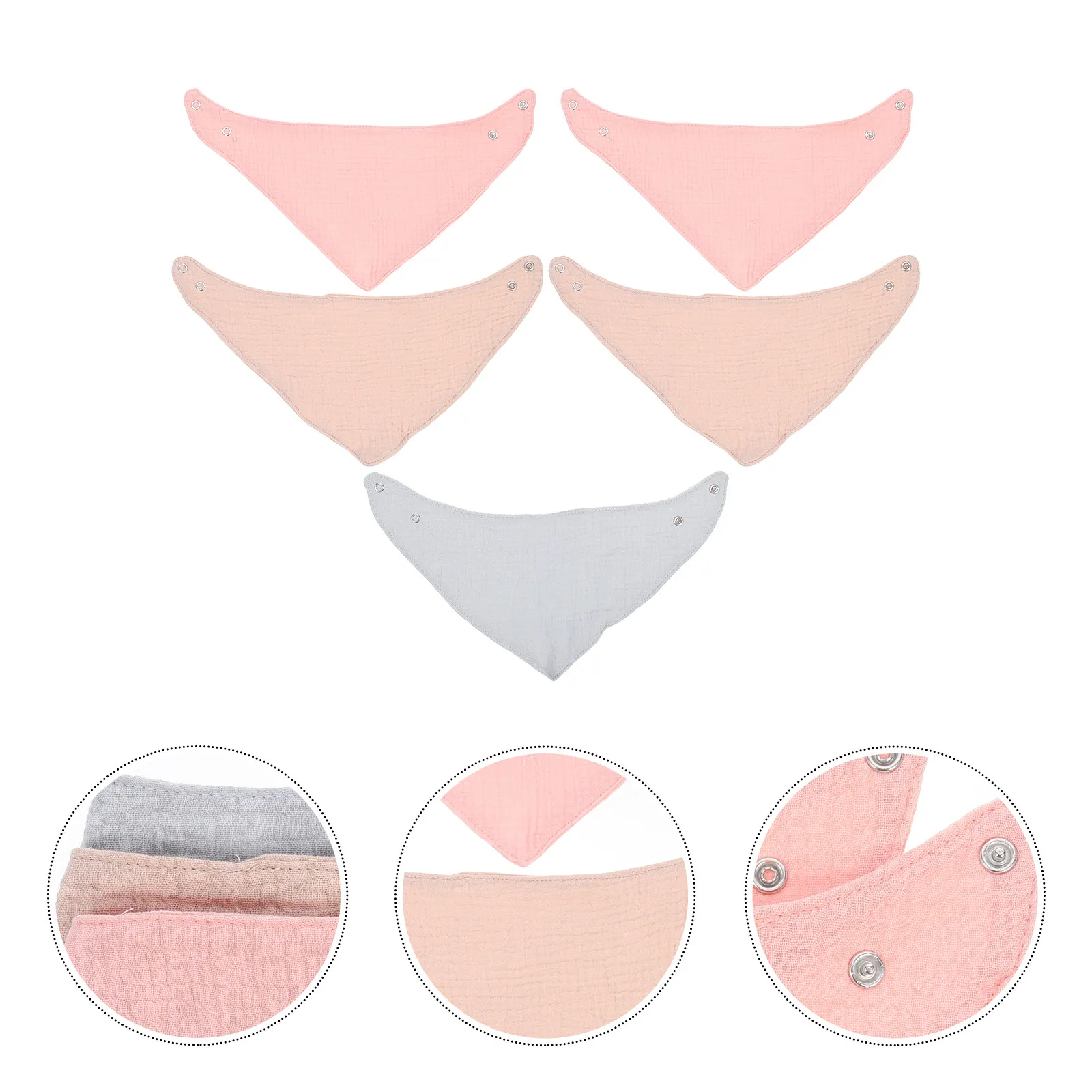 

5Pcs Baby Bandana Bibs Food-Grade Breathable Drooling Towels for Teething Infants Quick-Attach Neck Protection
