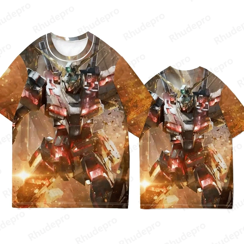 Mobile T-Shirt Gundam Co-branded Clothing Men Trend Everything Gundam Two Yuan Anime Printed Short-sleeved T-shirt Boy