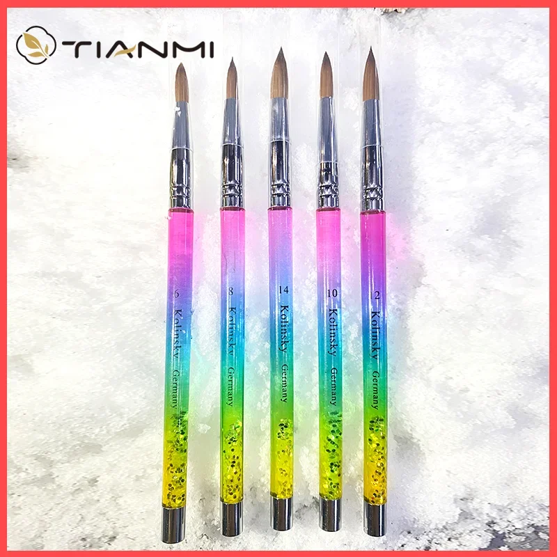 

Quicksand Kolinsky Brush Manicure Acrylic Nail Art Brush UV GEL Painting Carving Pens With Liquid Glitter Handle Brush TIANMI