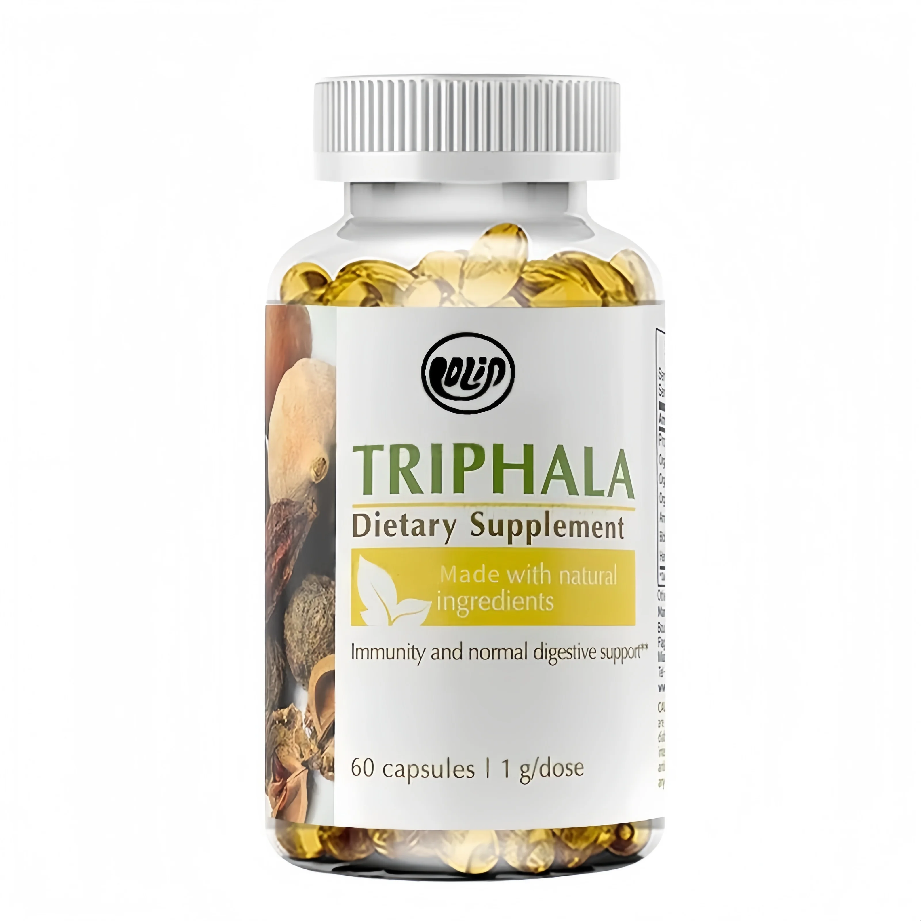 Triphala-Ergänzung – Bio-Triphala-Kapseln, hergestellt von Amudia, Bibitaki und Haritaki-Pulverkapseln – 60 Kapseln