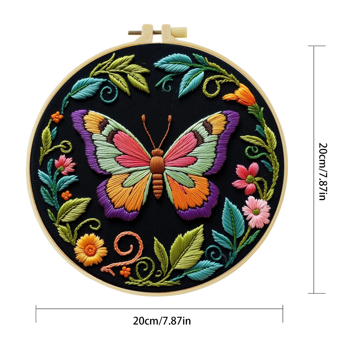 1 Stück 20X20CM/15X15CM 7,87/6,3 Zoll Schmetterling Taschen-Stickerei Starter-Kit DIY-Kit DIY-Stickerei-Set Handarbeiten Nähkunst – Detail 5