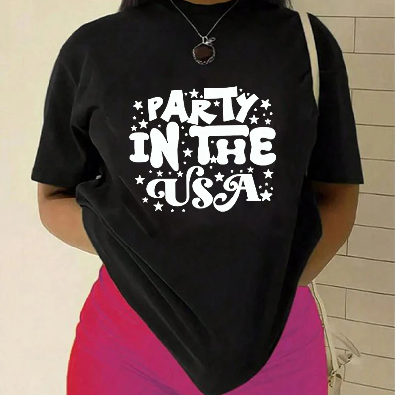 July 4th Usa Patriotic T Shirt Party Tee Fashion Celebration Lettering Simple Graphic Short Sleeve