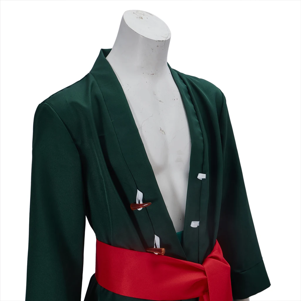 Anime Roronoa Cosplay Zoro Costume Uniform Green Coat Belt Pants Head Scarf Full Set Adult Men Halloween Carnival Suit