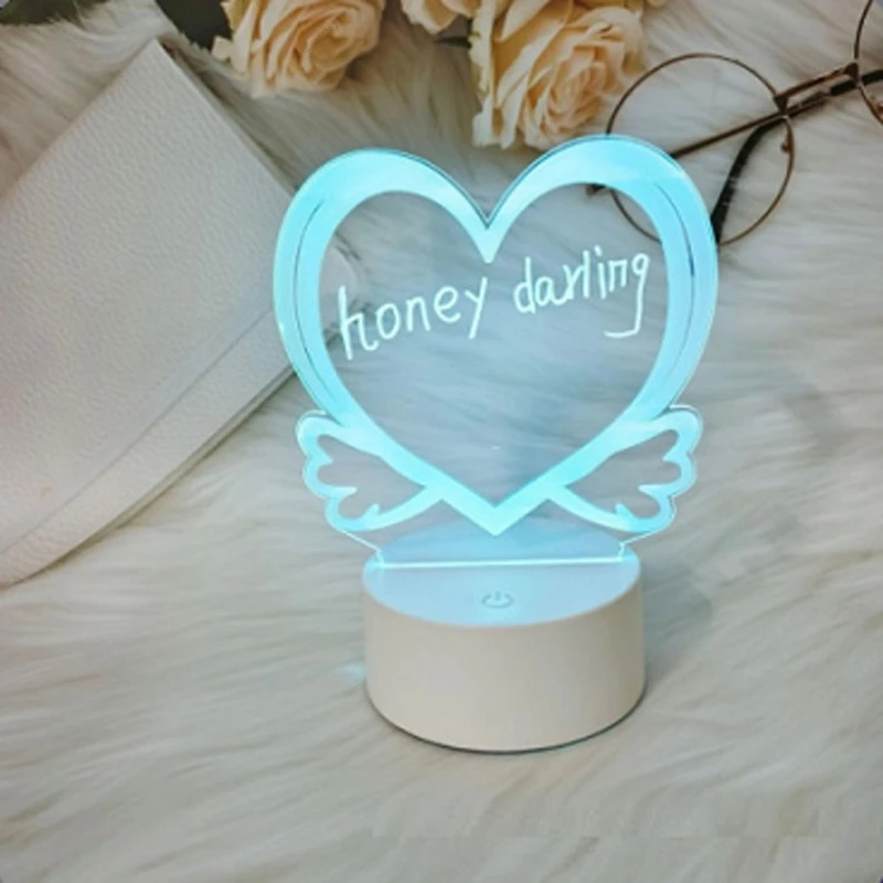 MAKE-Transparent LED Night Light USB Night Light Erasable Writing Board Desktop Decoration