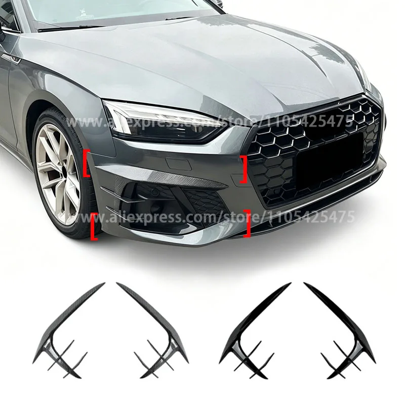 

Carbon Fiber Pattern Glossy black Fog Lamp Air Intake Duct Vent Cover For A5 S5 F5.5 Sline 2021-2024 paste Body kit