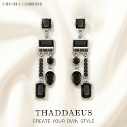 Drop Earrings Black Mix of Shapes Magical Glamorous Jewelry For Women Summer Brand New Sterling Silver 925 Vintage Gift