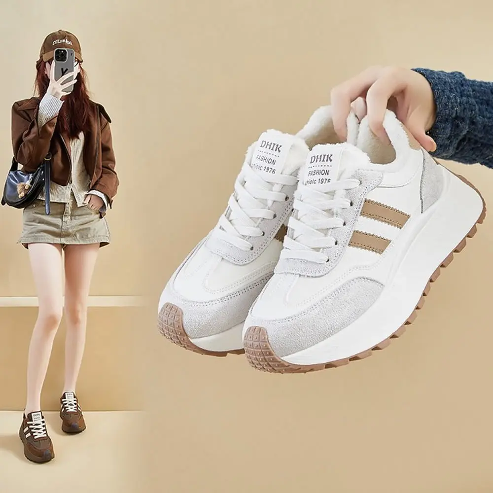 جديد 2025 لربيع وصيف وخريف ثي بوت كعب زيادة المرأة عادية oes سطح الجلود الربط Sports oes طالب