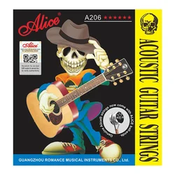 1 Sets Alice A206 Stainless Steel Coated Phosphor Bronze Anti-Rust 1st-6th Acoustic Guitar Strings 011-052