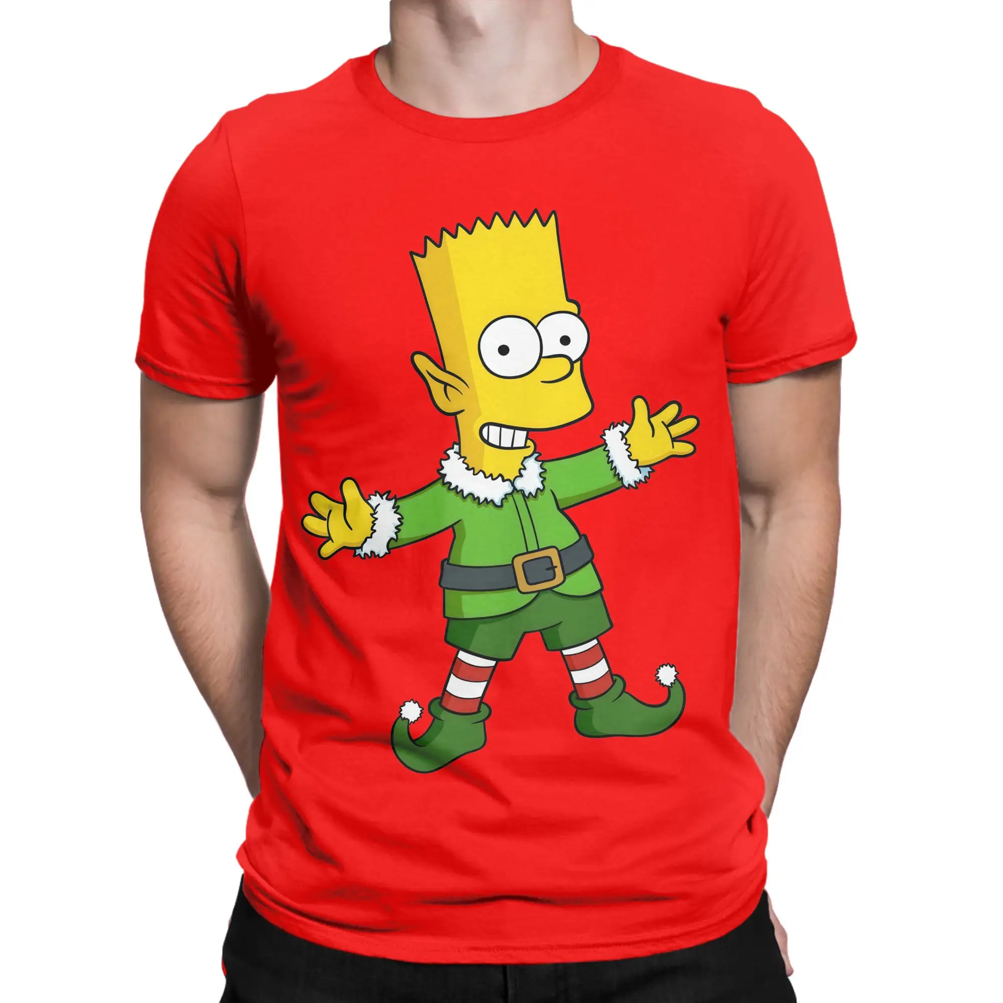 Men Cartoon S-Simpsons Christmas T Shirt  Cotton Tops Novelty Short Sleeve Round Neck Tee Shirt Original T-Shirt