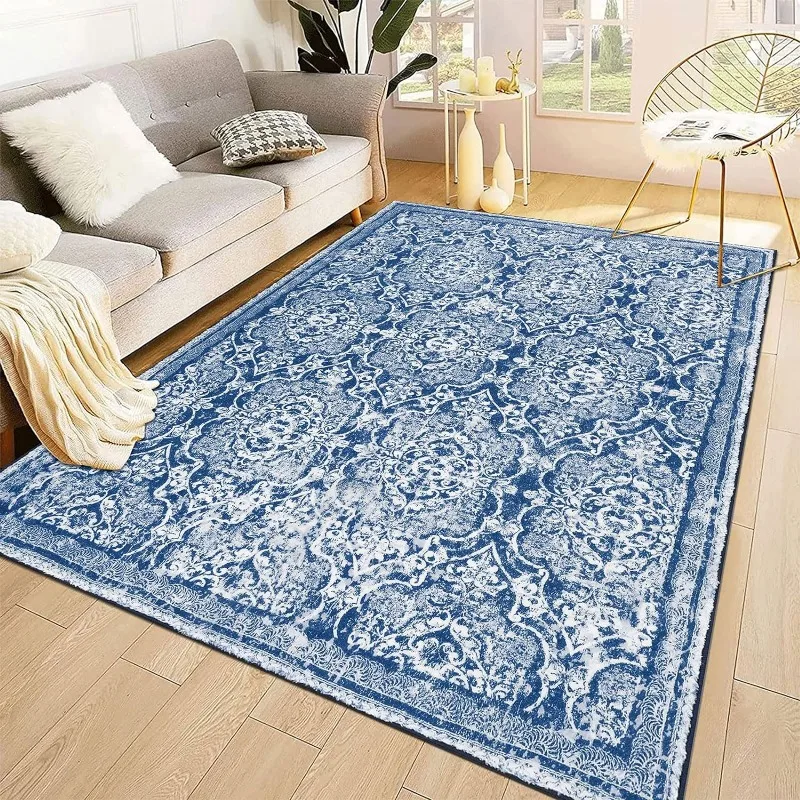 Living Room Rug, Vintage Shaggy Soft Laundry Rug, Non Slip Kitchen Area Mat, Washable Farmhouse Bedroom Area Carpet