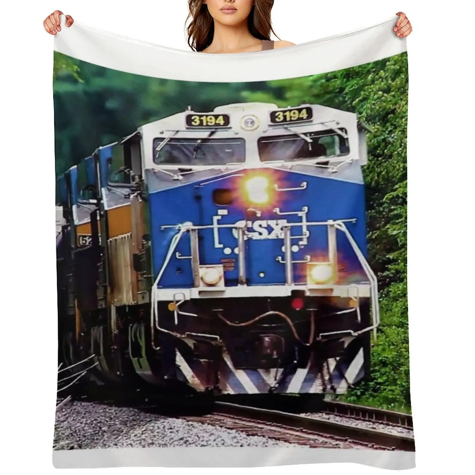 

the Majestic CSX #3194 Honoring Law Enforcement Locomotive Throw Blanket Moving Sleeping Bag Bed linens Blankets