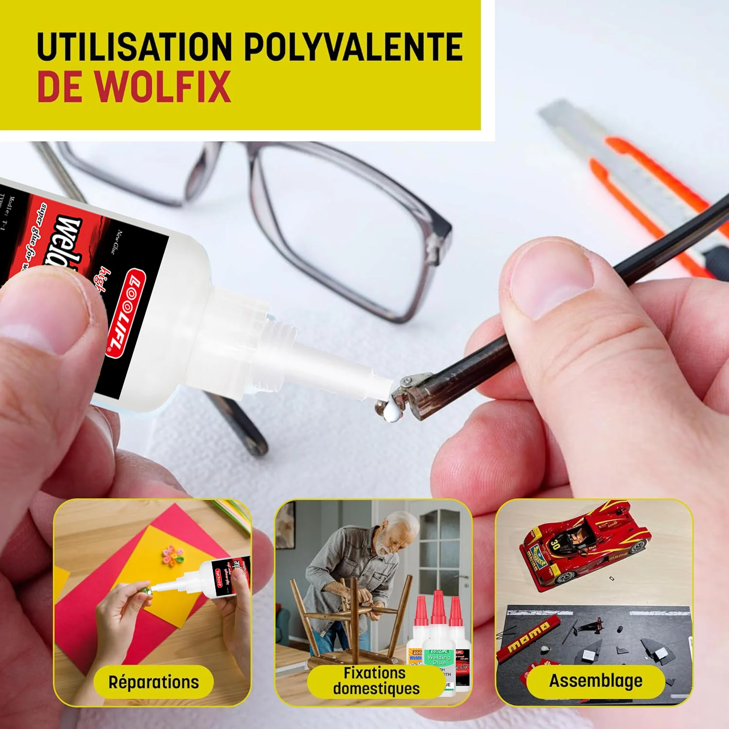 غراء لحام زيتي عالي القوة - غراء فائق القوة - غراء فوري - غراء متعدد الاستخدامات - لإصلاح وتصليح المعادن - مناسب للمعادن والراتنج والسيراميك والزجاج والخشب والبلاستيك #4