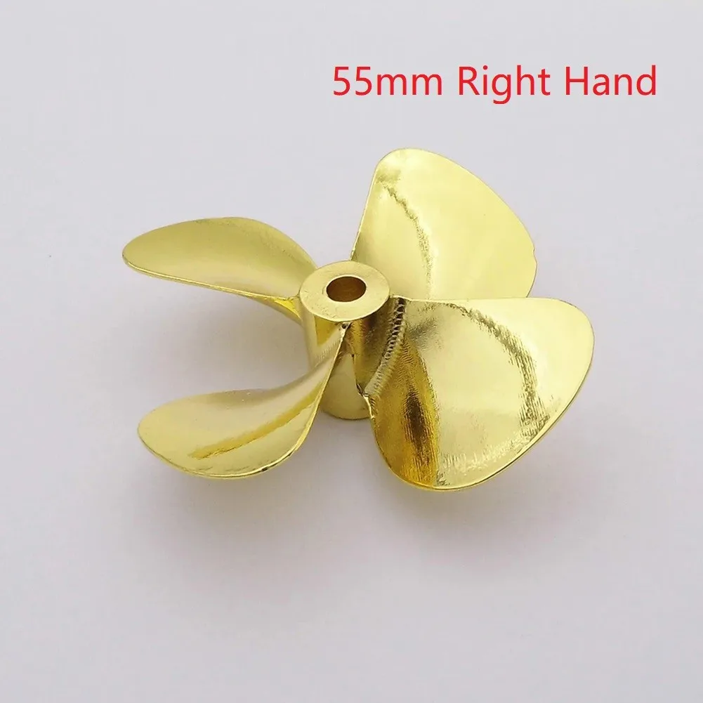 RC Boat Model Metal Propeller 4-Blades 4mm Shaft Right Left Hand 55mm 60mm For RC Boat Fishing Bait Tug Marine Cruise ROV