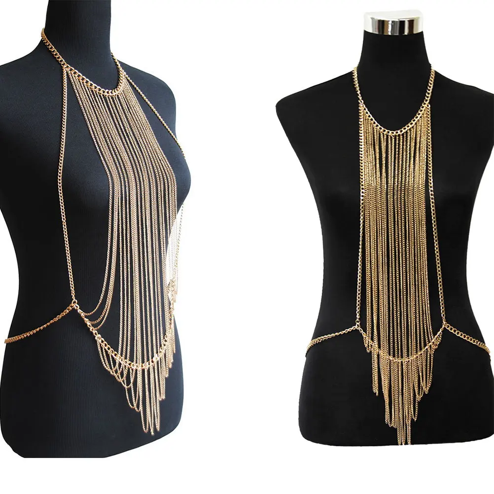 Women's Tassel Body Chain Jewelry High-End Metal Construction Fashionable Elegant Design Draws Attention Perfect for Evening