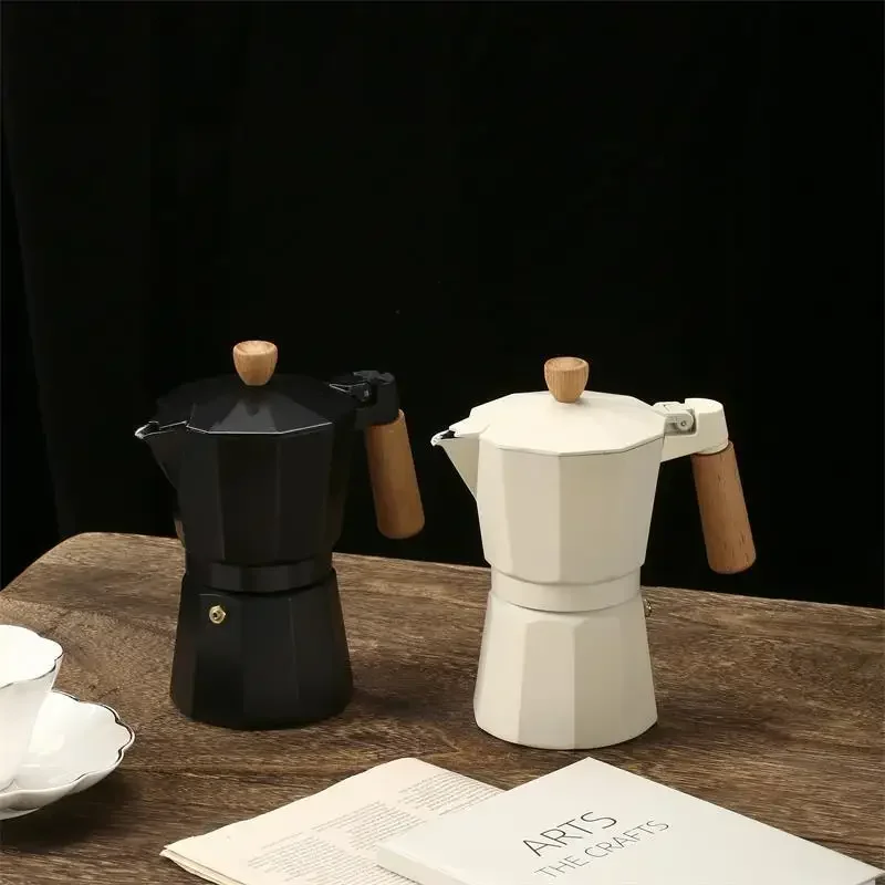 Nordic Style High-end Household White Black 150ml 300m Moka Pot Coffee Pour Over Kettle