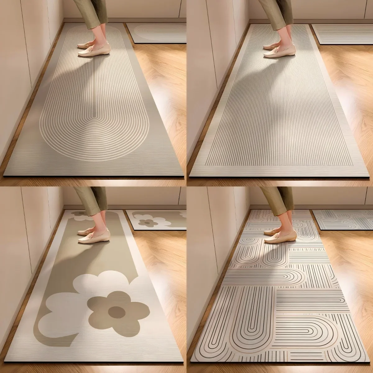 

VIKAMA Germany Wabi-sabi Style Kitchen Mats Non-slip Anti-oil Wipe Washable Diatomite Absorbent Mats Waterproof Foot Mats