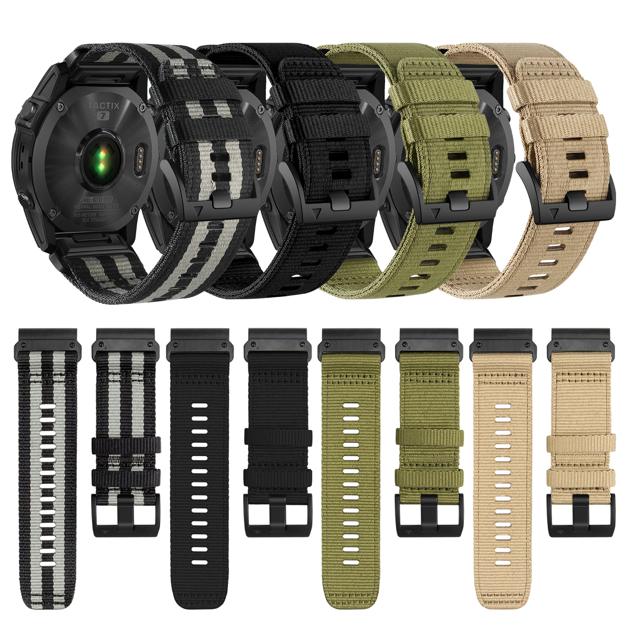 Nylon Loop For Garmin Fenix 7 7X 6X 6 Pro 5X 5 Plus Epix Gen 2 Sport Band Quickfit 22mm 26mm Strap Watchband Accessories correa