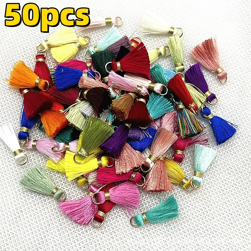 50/10pcs Mini Metal Hanging Ring Tassel Trim Pendant DIY Craft Jewelry Earrings Decor Materials Fringe Trim Curtains Accessories
