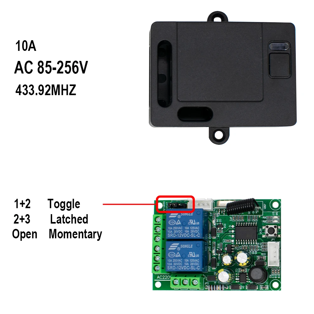 433 Mhz Wireless Remote Control AC 85-256V 220V 2CH With Limit Switch Universal Rf Relay Receiver + Transmitter For Garage door