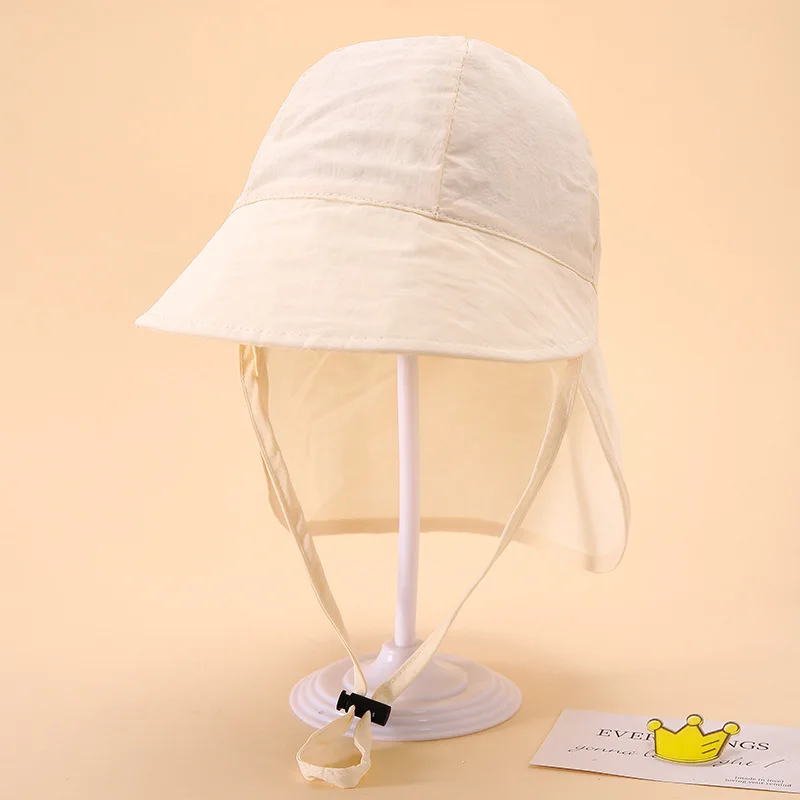 New Summer Toddler Sun Hat with Shawl Soft Brim Quick Dry Outdoor Activities Cap for 1-3Y Boys and Girls Beach UV Protection Hat