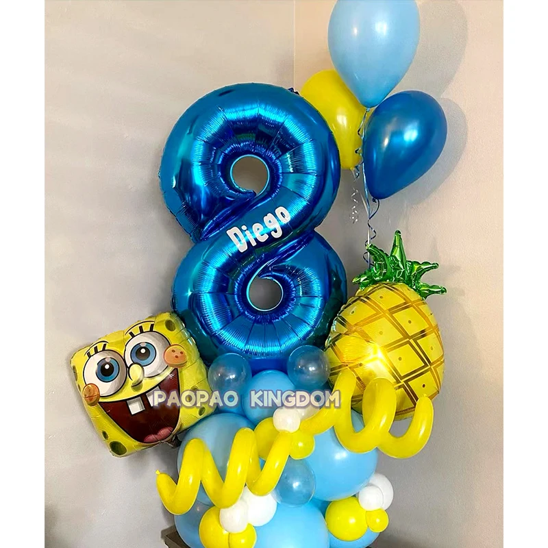 Number Aluminum Cartoon Spongebob Film Set Spherical DIY Birthday Arrangement Party Decoration Balloons Kawaii Anime Cosplay