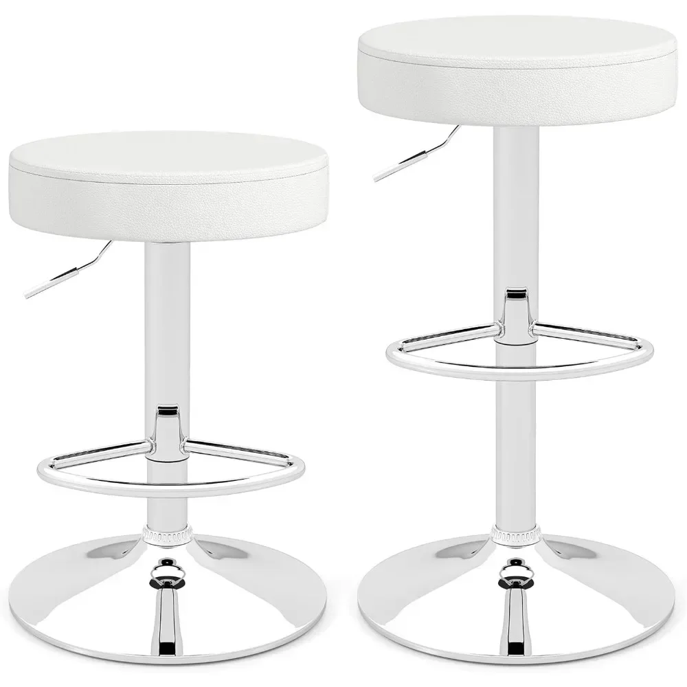 

Bar Stools Set of 2, Adjustable Height PU Leather Bar Chair with Swivel Padded Seat, Footrest & Anti-Slip Base, Modern B