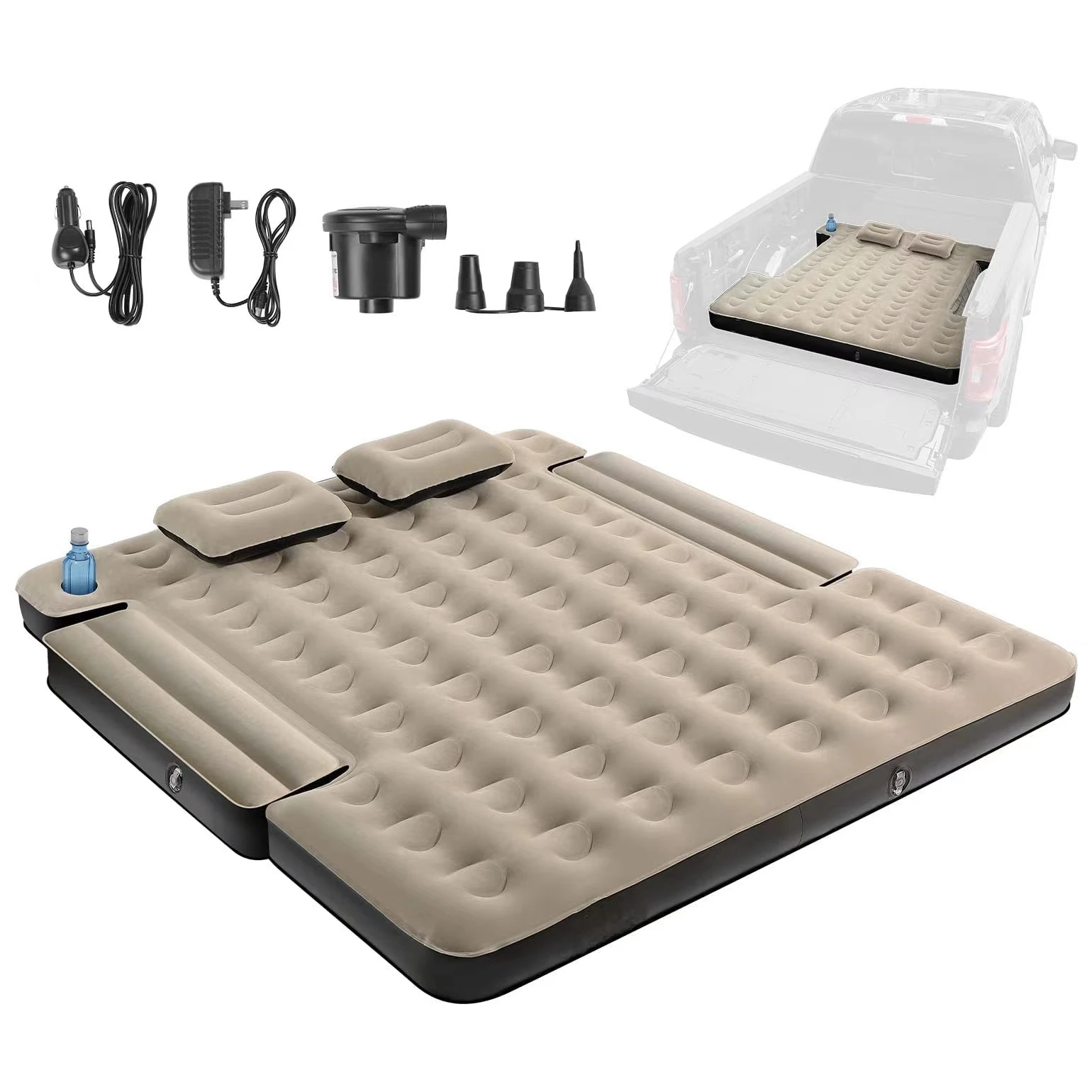 New Portable Inflatable Camping Pickup Bed Inflatable Mattress Short Truck Bed Air Pump Rope Inflatable Bed for Travel Hiking